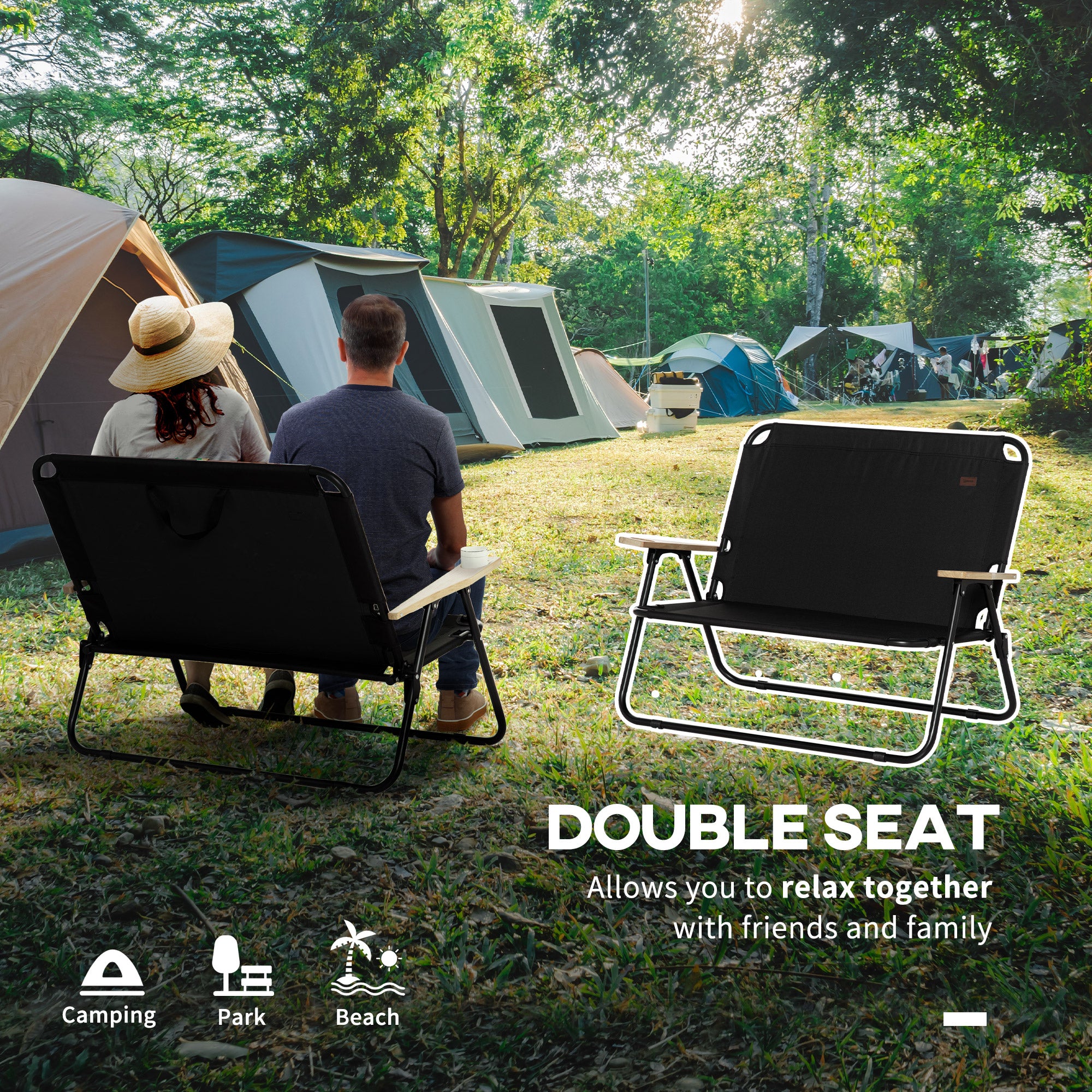 Double Folding Camping Chair