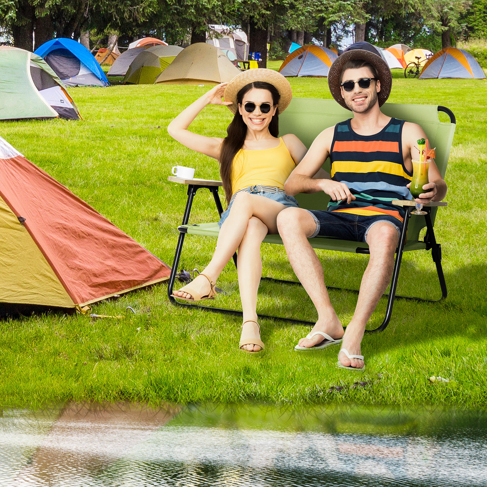 Double Folding Camping Chair