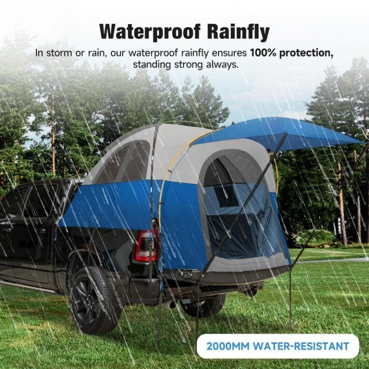 Truck Bed Tent With Awning, Fits 5.5-5.8FT Truck, PU3000mm Waterproof Tailgate Pickup Truck Tents, Easy Set-up For 2 Person, Fits Full Size Short Bed, Chevy, Dodge, Ford, GMC