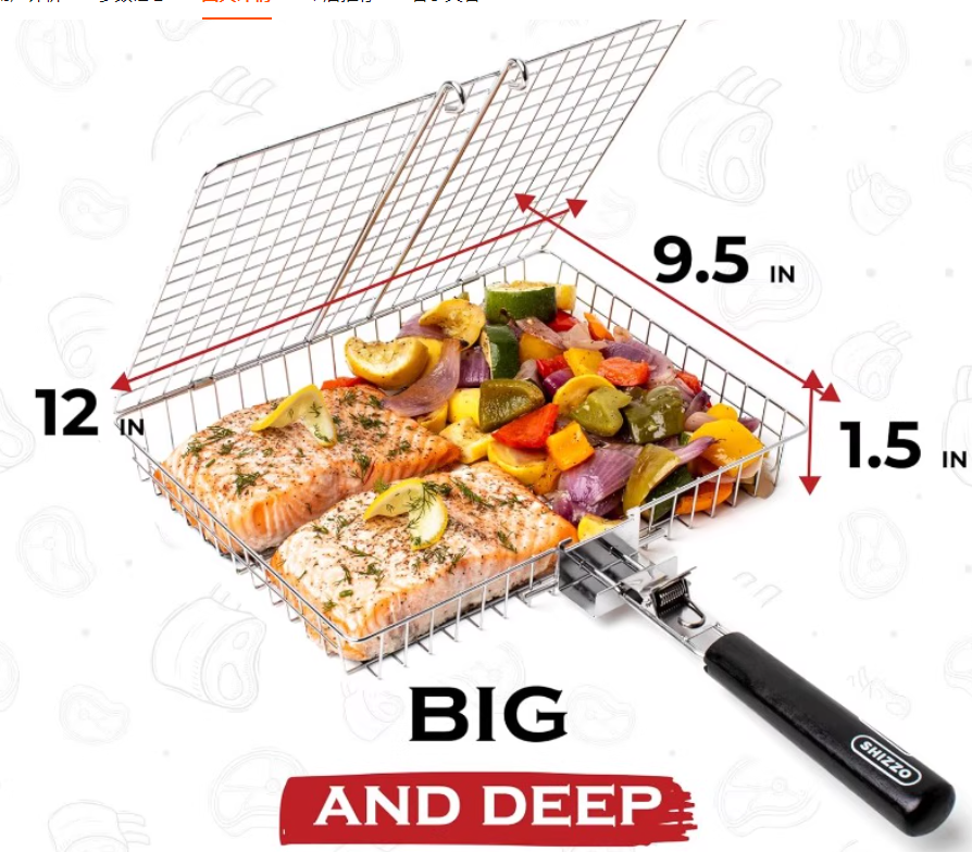 Portable Stainless Steel Folding Grill Basket BBQ Grill Bask
