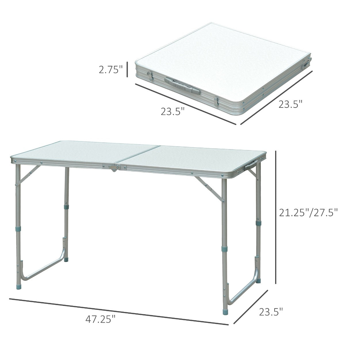47" Lightweight Portable Folding Easy Clean Camping Table with Carrying Handle