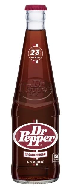 Dr Pepper Real Sugar Soda 12 Oz Glass Bottle (Pack of 6, Total of 72 Oz)