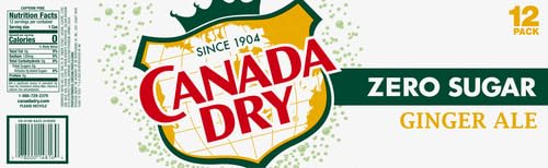 Canada Dry Zero Sugar Ginger Ale Soda, 12 fl oz cans, 12 pack