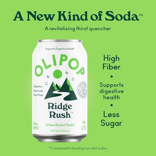 OLIPOP Prebiotic Soda Pop, SpongeBob Pineapple Paradise, Pantry Pack Packed with Prebiotics, Fiber, and Botanicals, Gluten Free, Vegan, GMO Free, 12oz Skinny Can (12-Cans)