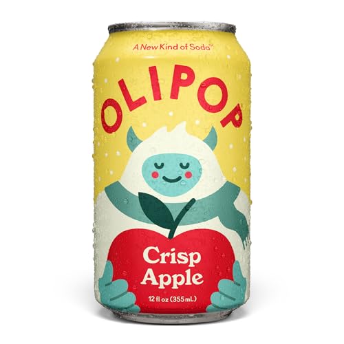 OLIPOP Prebiotic Soda Pop, SpongeBob Pineapple Paradise, Pantry Pack Packed with Prebiotics, Fiber, and Botanicals, Gluten Free, Vegan, GMO Free, 12oz Skinny Can (12-Cans)