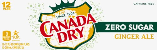 Canada Dry Zero Sugar Ginger Ale Soda, 12 fl oz cans, 12 pack