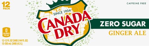 Canada Dry Zero Sugar Ginger Ale Soda, 12 fl oz cans, 12 pack