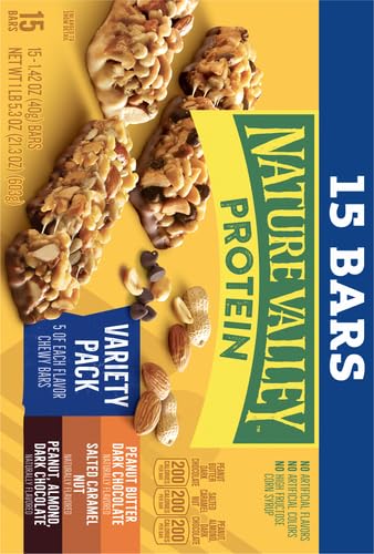 Nature Valley Chewy Protein Granola Bars, Peanut Butter Dark Chocolate, 10 Bars, 14.2 OZ