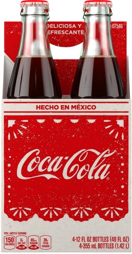 Coke de Mexico Glass Bottles, 12 Fl Oz (Pack of 4)