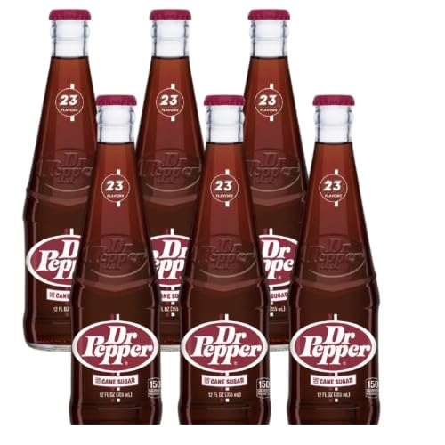 Dr Pepper Real Sugar Soda 12 Oz Glass Bottle (Pack of 6, Total of 72 Oz)
