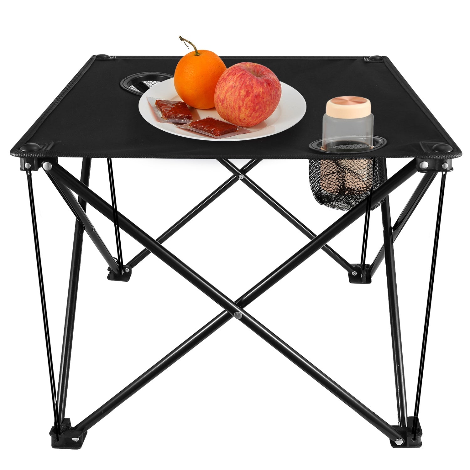 1Pc Foldable Camping Table Portable Picnic Table Lightweight Travel Desk With Cup Holder Carrying Bag