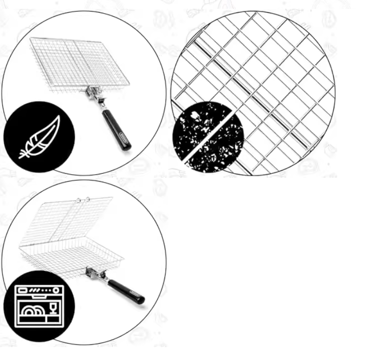 Portable Stainless Steel Folding Grill Basket BBQ Grill Bask