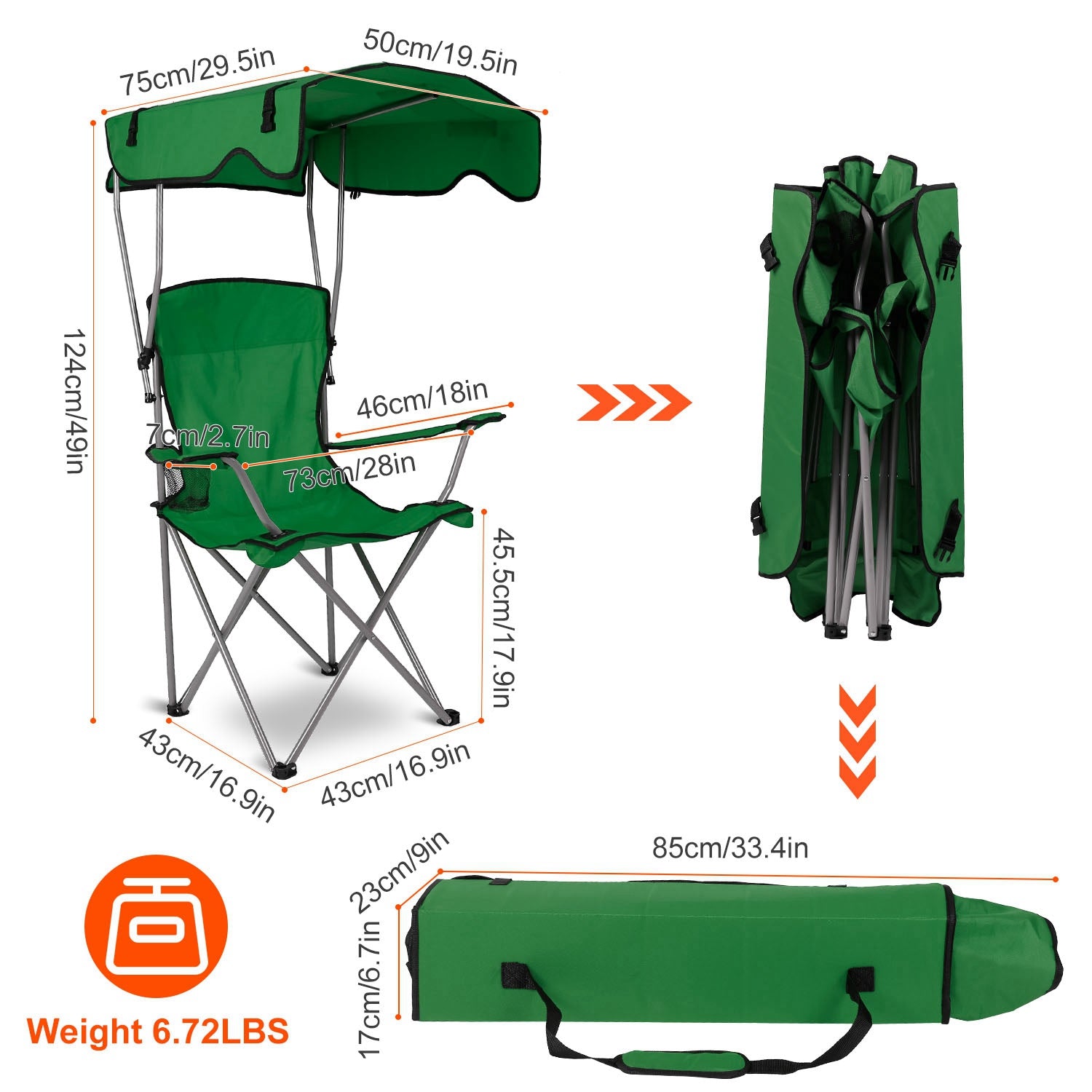 Camping Chair With Sunshade, Foldable Portable Rain Shelter Chair, Supports 330LBS, Banned On Walmart Platform