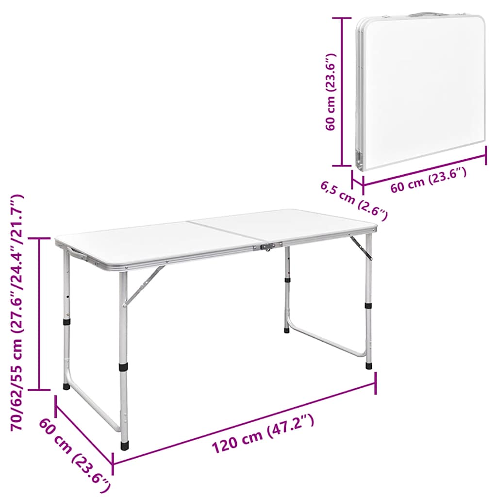 Folding Camping Table, Height Adjustable,   Camping Table with 4