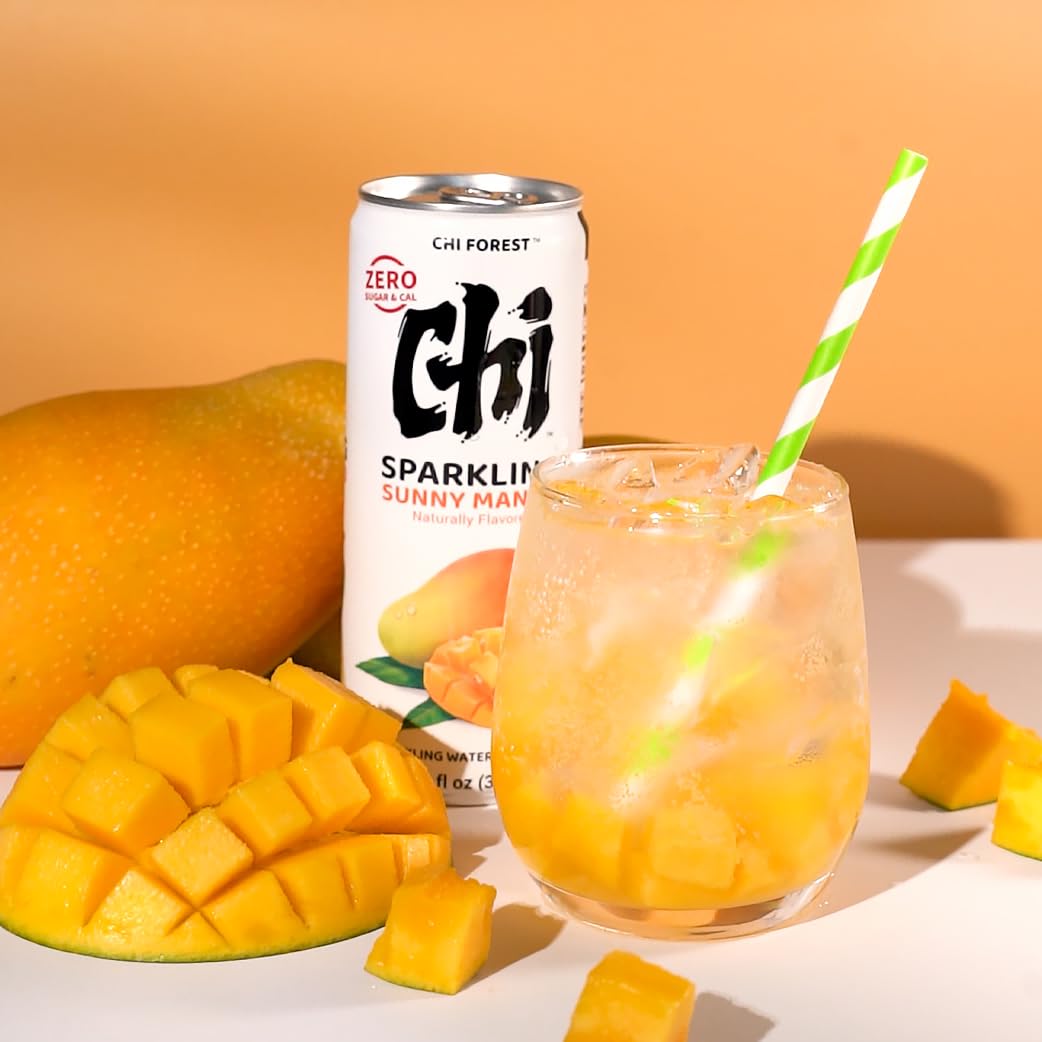 CHI FOREST Sparkling Water Beverage, 4 Flavors Variety Pack, Zero Sugar, 11.16 fl oz Cans (Pack of 24)