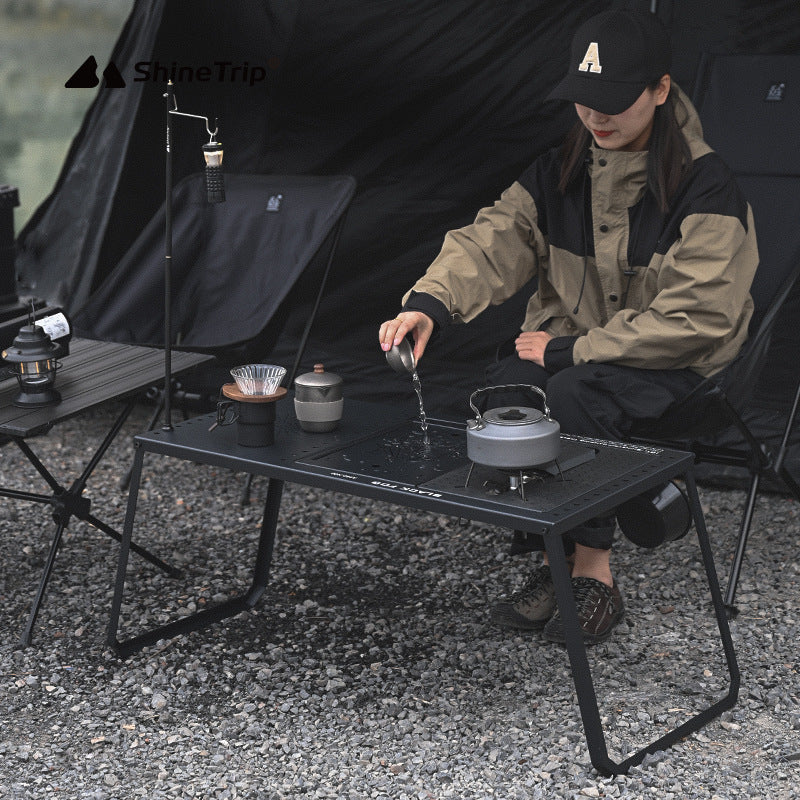 Combination Table Multifunctional Unit Fireback Portable Folding Camping Table