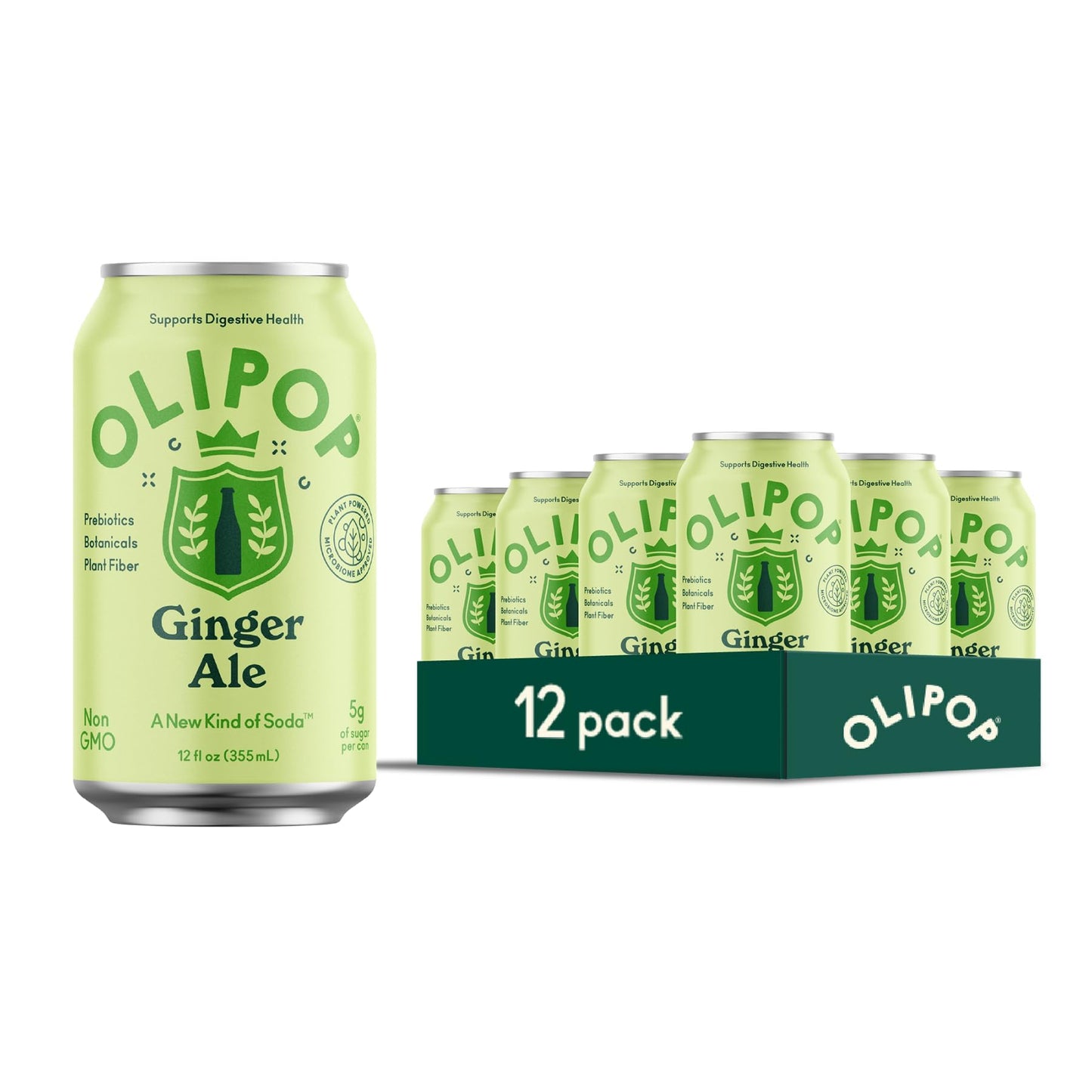 OLIPOP Prebiotic Soda Pop, SpongeBob Pineapple Paradise, Pantry Pack Packed with Prebiotics, Fiber, and Botanicals, Gluten Free, Vegan, GMO Free, 12oz Skinny Can (12-Cans)