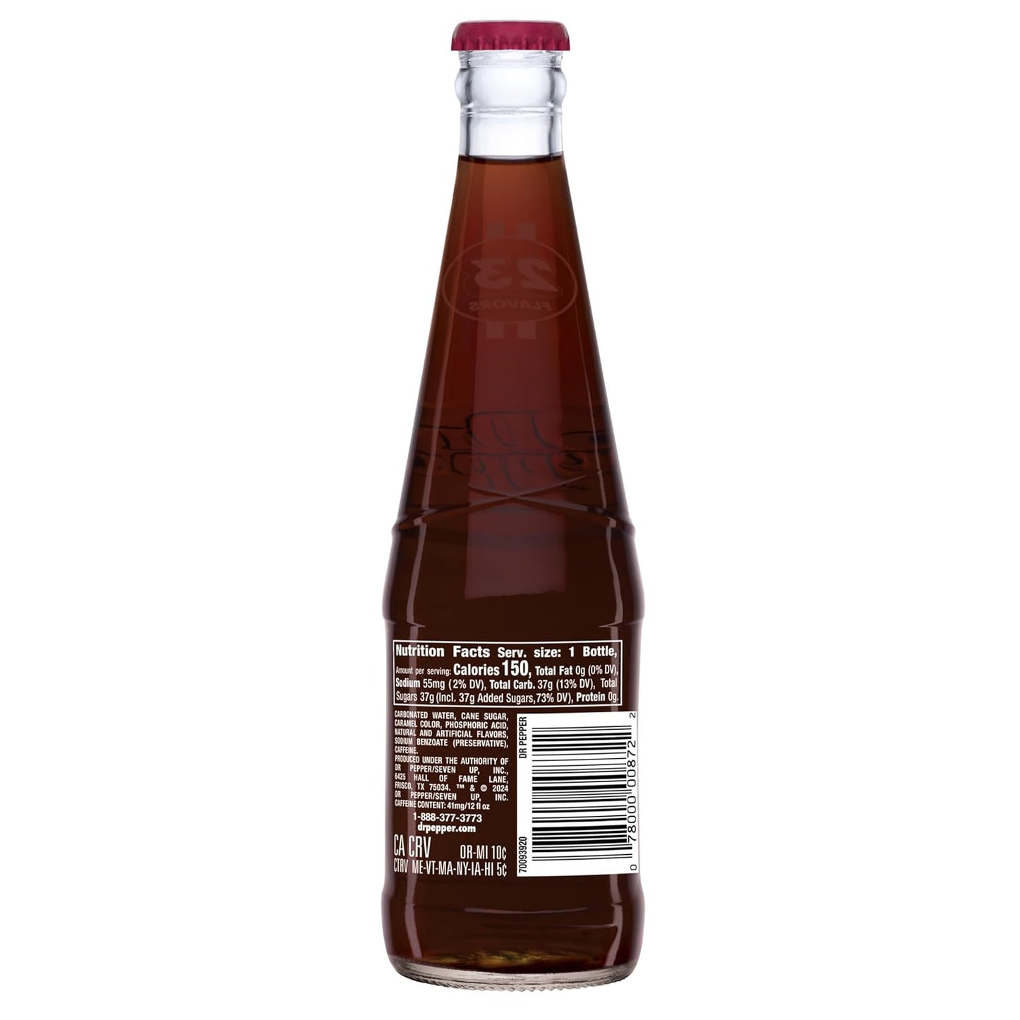 Dr Pepper Real Sugar Soda 12 Oz Glass Bottle (Pack of 6, Total of 72 Oz)
