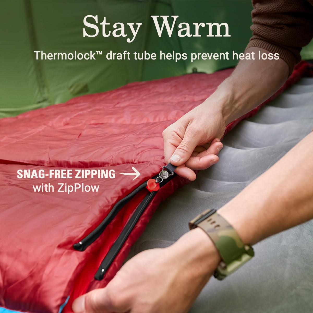 Coleman Flatlands 30/40/50°F Sleeping Bag, Made from 100% Recycled Material, Big & Tall Options, Cool-Weather Sleeping Bag for Camping, Sleepovers, Guests & More