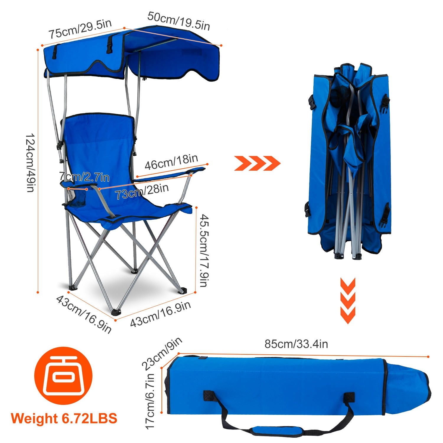 Camping Chair With Sunshade, Foldable Portable Rain Shelter Chair, Supports 330LBS, Banned On Walmart Platform