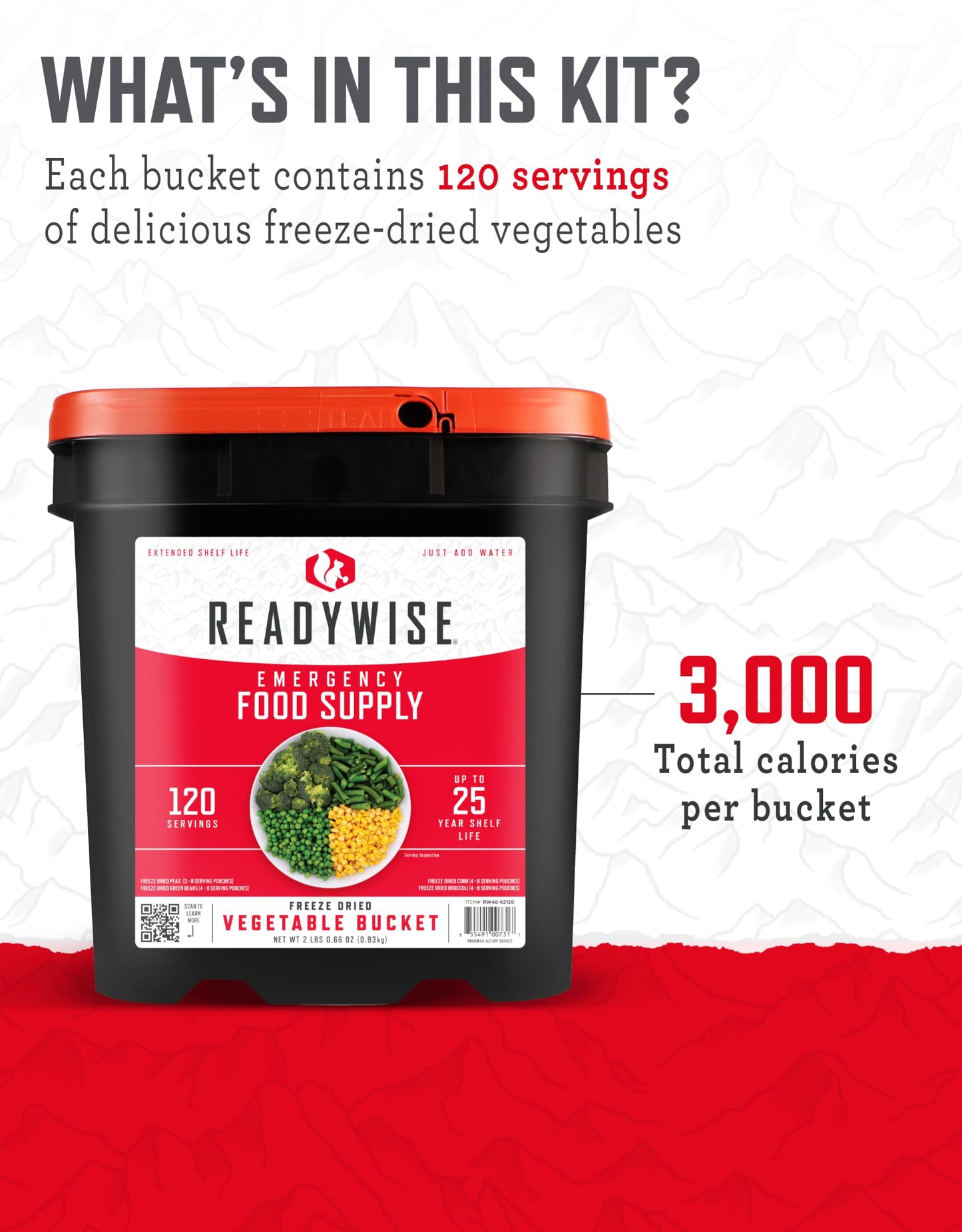 ReadyWise Emergency Food Supply - 120 Servings Favorites Sample Bucket, Survival Food Kit, Freeze Dried Prepper Food & Dehydrated Meals for Camping Essentials & Backpacking, up to 25 Year Shelf Life