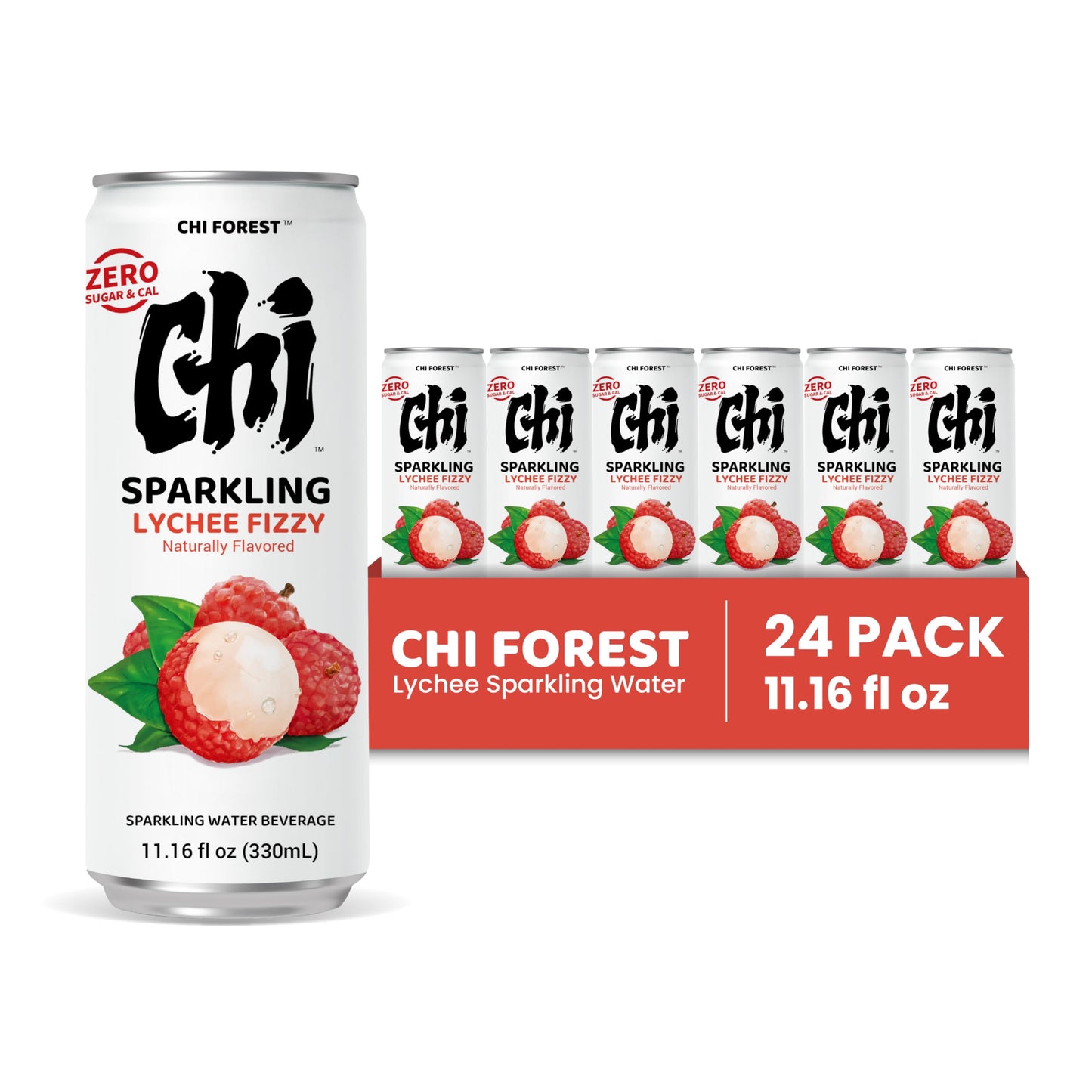 CHI FOREST Sparkling Water Beverage, 4 Flavors Variety Pack, Zero Sugar, 11.16 fl oz Cans (Pack of 24)
