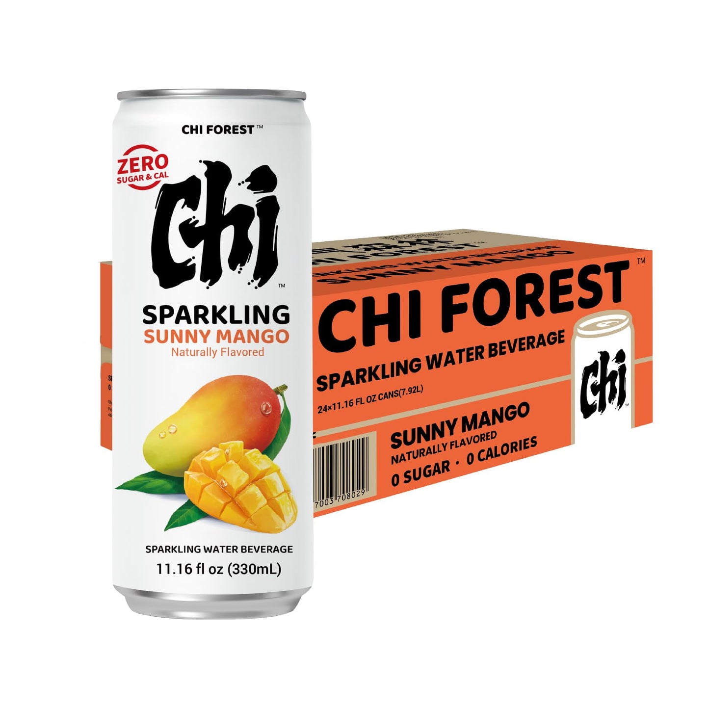 CHI FOREST Sparkling Water Beverage, 4 Flavors Variety Pack, Zero Sugar, 11.16 fl oz Cans (Pack of 24)