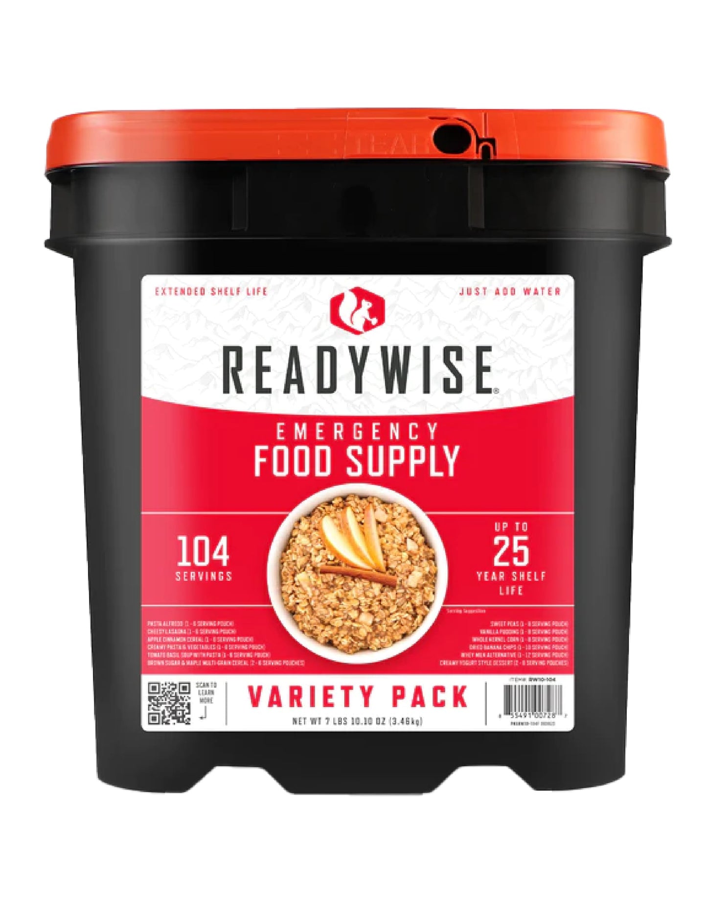 ReadyWise Emergency Food Supply - 120 Servings Favorites Sample Bucket, Survival Food Kit, Freeze Dried Prepper Food & Dehydrated Meals for Camping Essentials & Backpacking, up to 25 Year Shelf Life