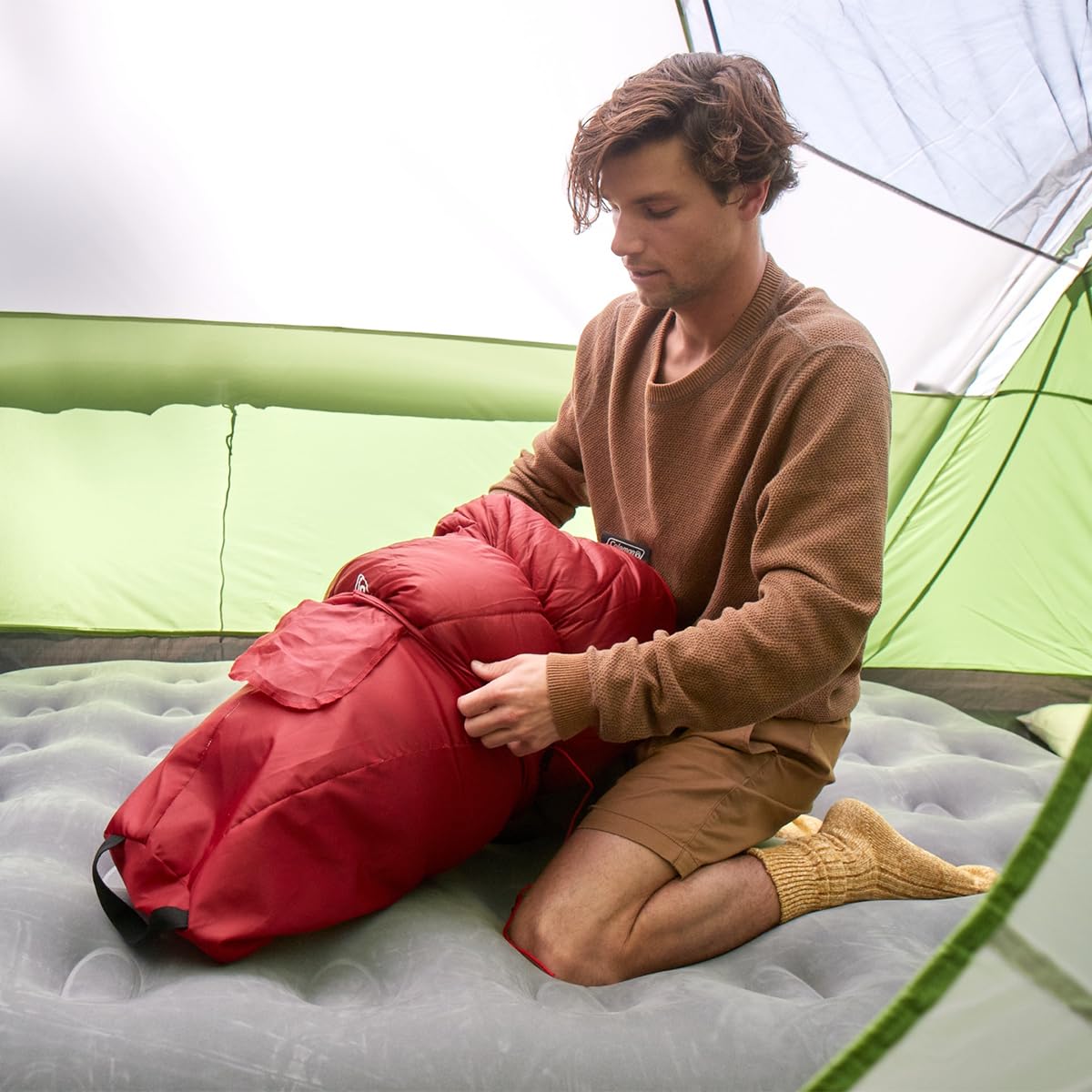 Coleman Flatlands 30/40/50°F Sleeping Bag, Made from 100% Recycled Material, Big & Tall Options, Cool-Weather Sleeping Bag for Camping, Sleepovers, Guests & More