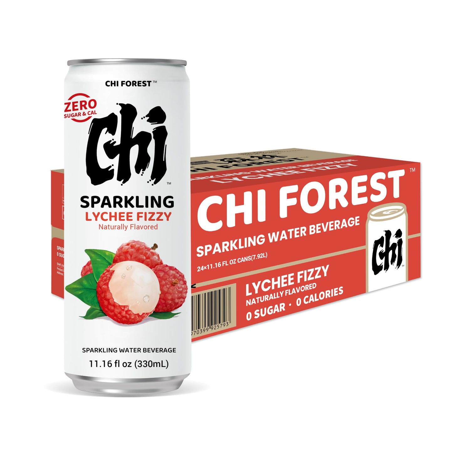 CHI FOREST Sparkling Water Beverage, 4 Flavors Variety Pack, Zero Sugar, 11.16 fl oz Cans (Pack of 24)