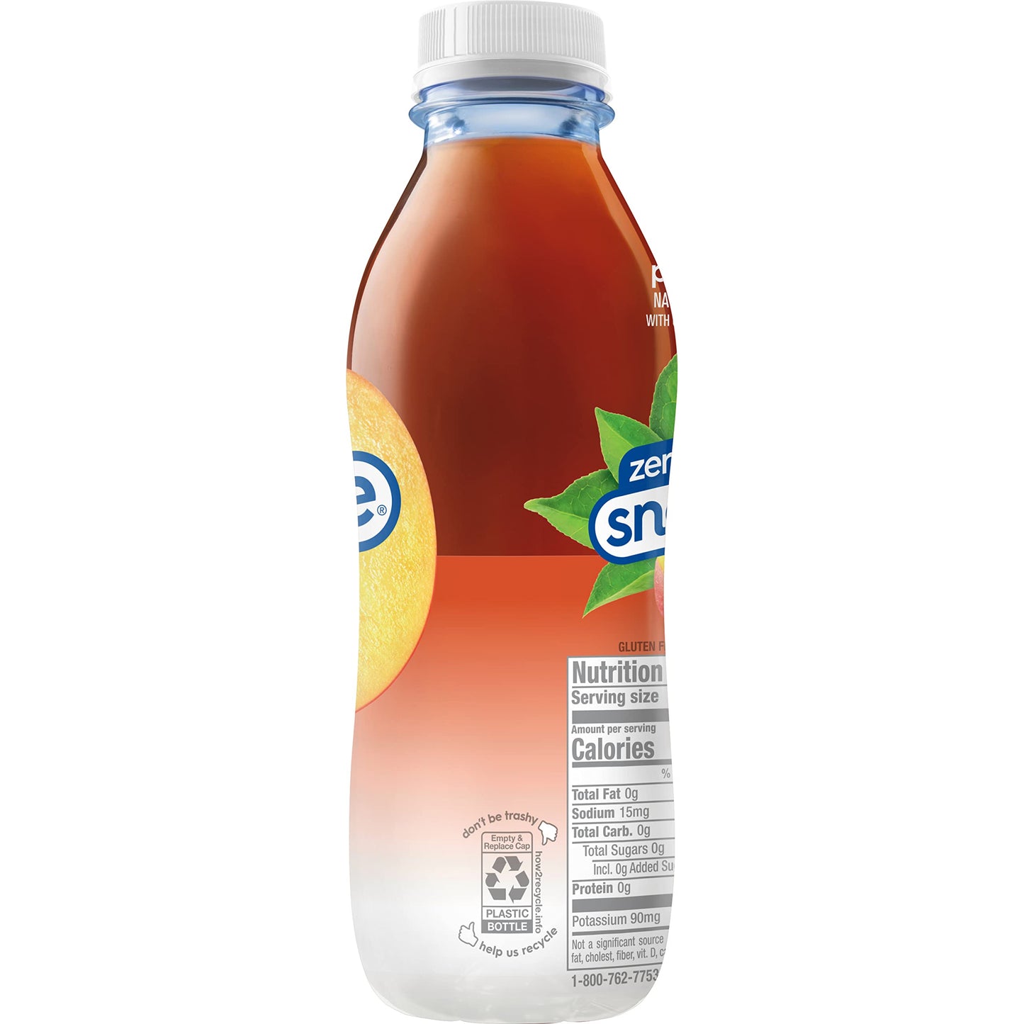 Snapple Zero Sugar Half 'n Half Tea, 16 fl oz recycled plastic bottle, 6 pack
