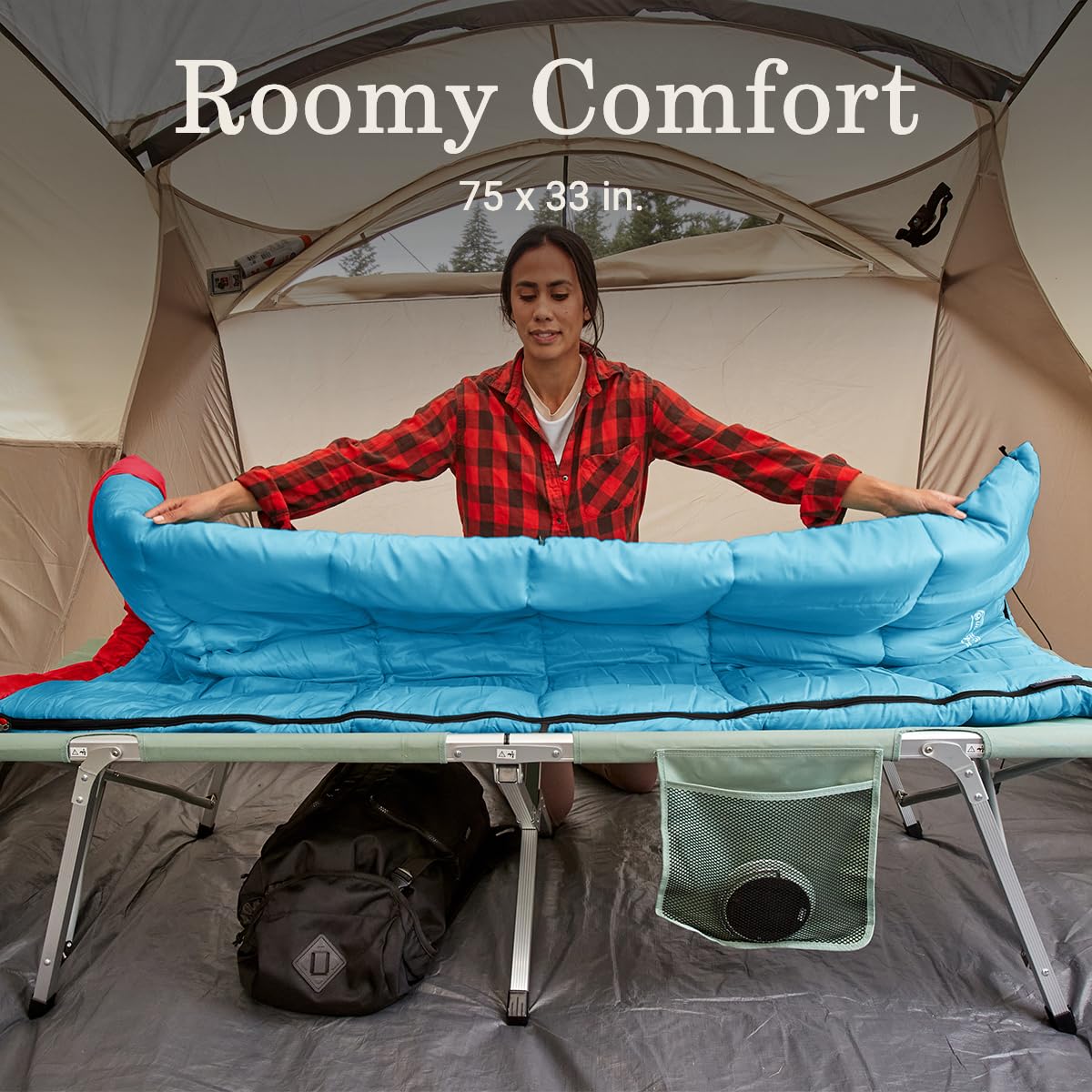 Coleman Flatlands 30/40/50°F Sleeping Bag, Made from 100% Recycled Material, Big & Tall Options, Cool-Weather Sleeping Bag for Camping, Sleepovers, Guests & More