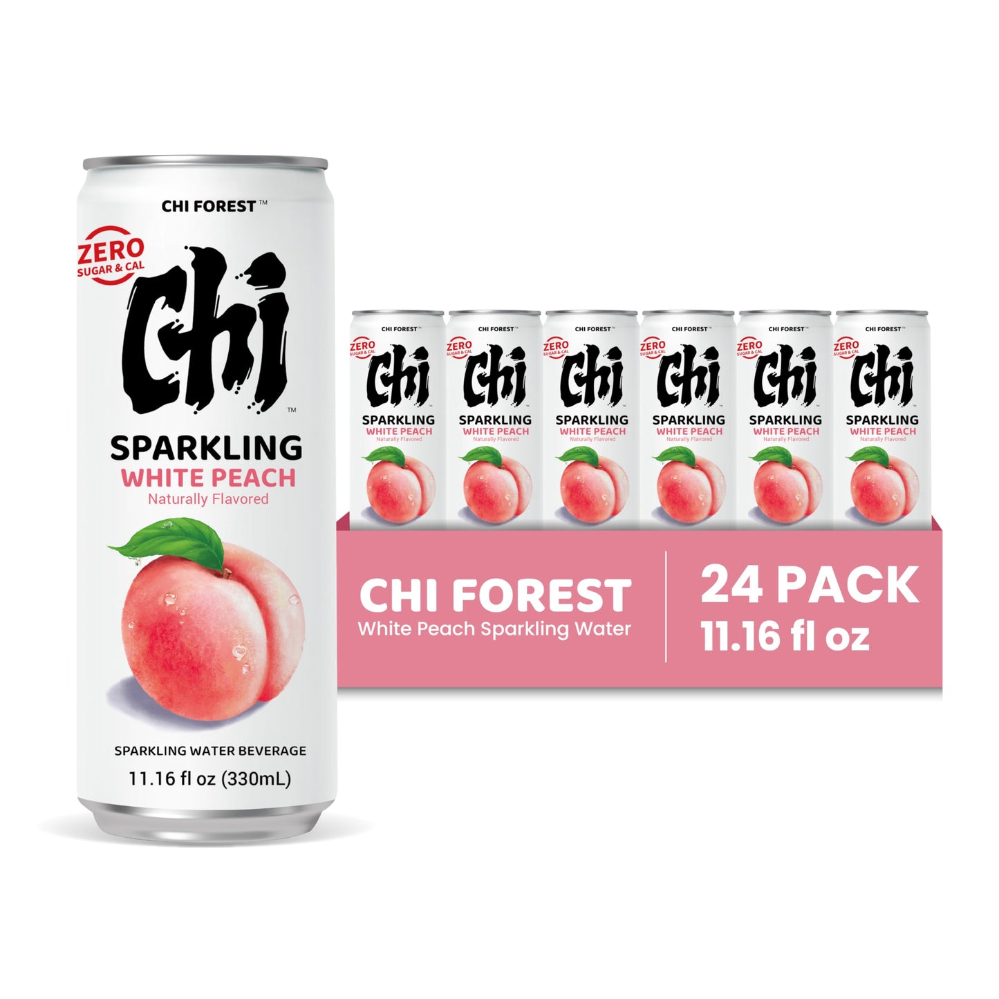 CHI FOREST Sparkling Water Beverage, 4 Flavors Variety Pack, Zero Sugar, 11.16 fl oz Cans (Pack of 24)