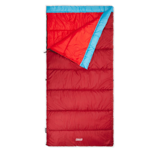 Coleman Flatlands 30/40/50°F Sleeping Bag, Made from 100% Recycled Material, Big & Tall Options, Cool-Weather Sleeping Bag for Camping, Sleepovers, Guests & More