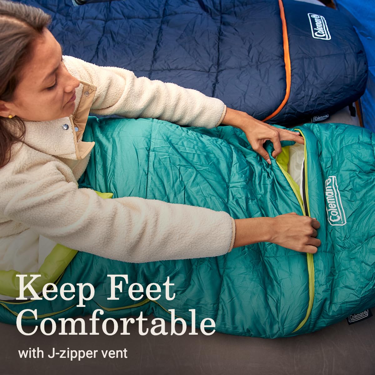 Coleman Big Bay 0/20/40°F Cold-Weather Sleeping Bag, Adult Mummy Sleeping Bag with Headrest, Foot Ventilation, & Storage Sack, Big & Tall Options