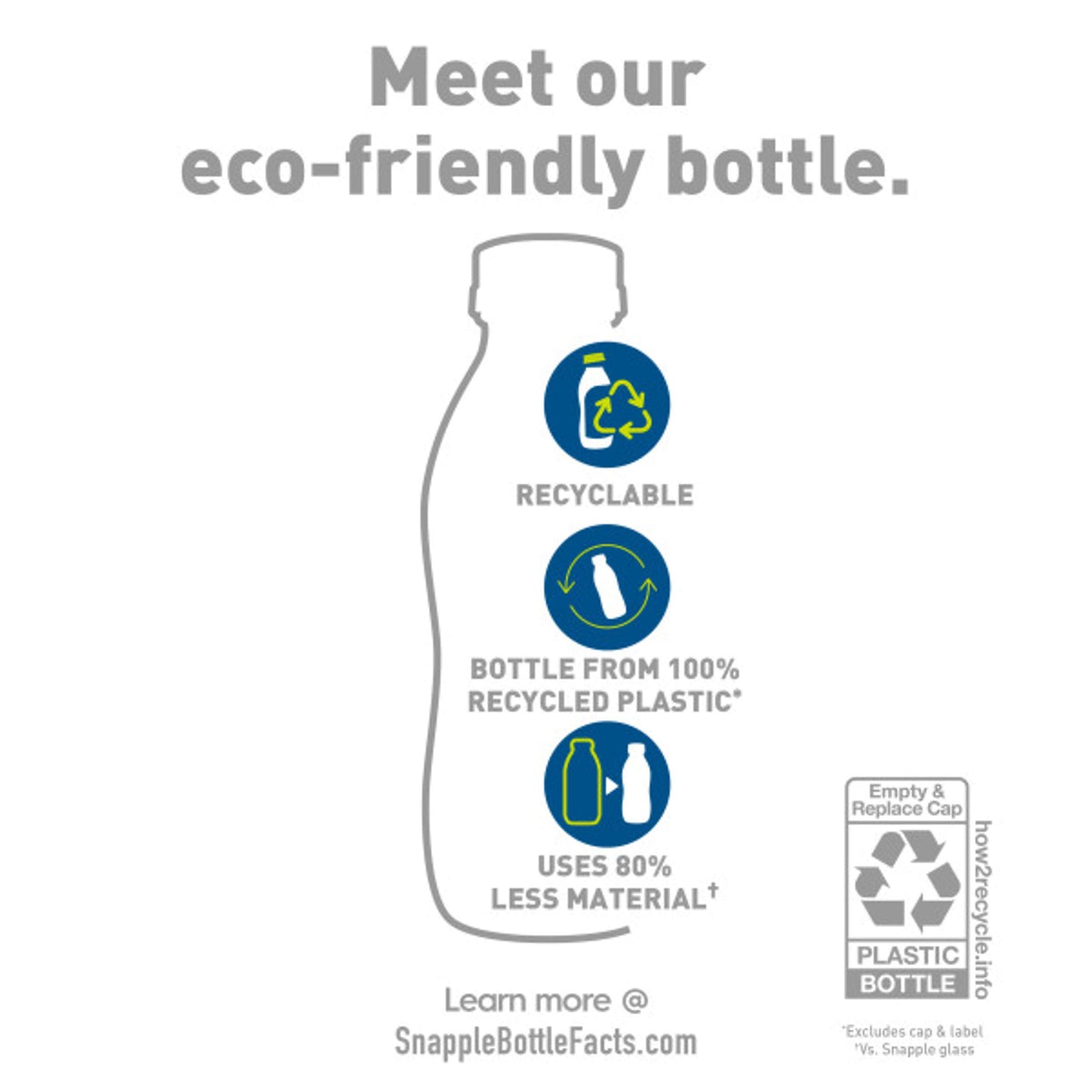 Snapple Zero Sugar Half 'n Half Tea, 16 fl oz recycled plastic bottle, 6 pack