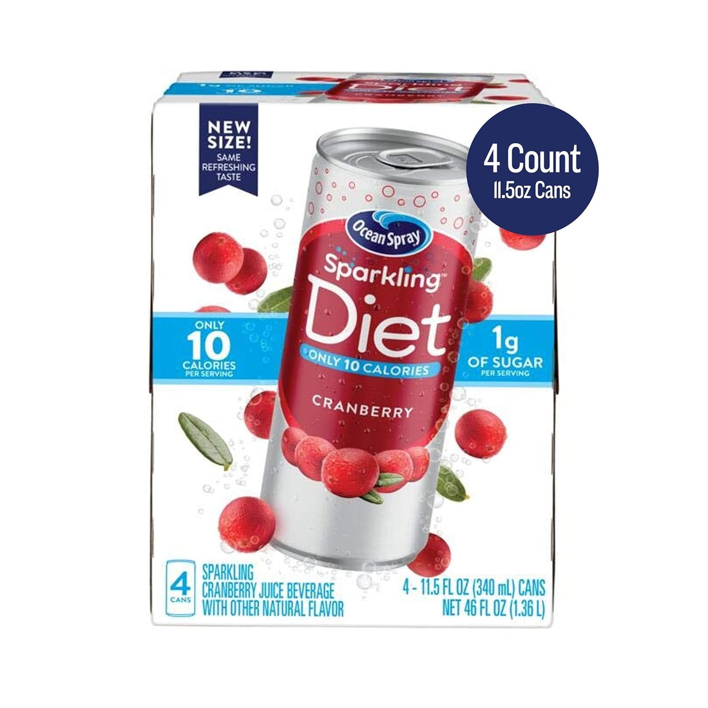 Ocean Spray® Sparkling Diet Cranberry Juice Drink, 11.5 Fl Oz Cans, 4 Count (Pack of 24)