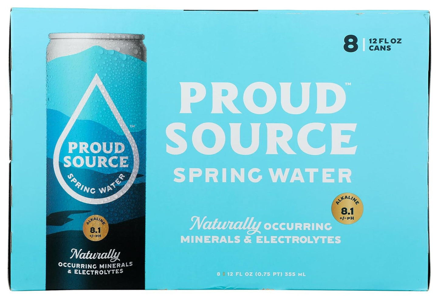 Proud Source Water Alkaline Spring Water 8Pk, 12 Fz