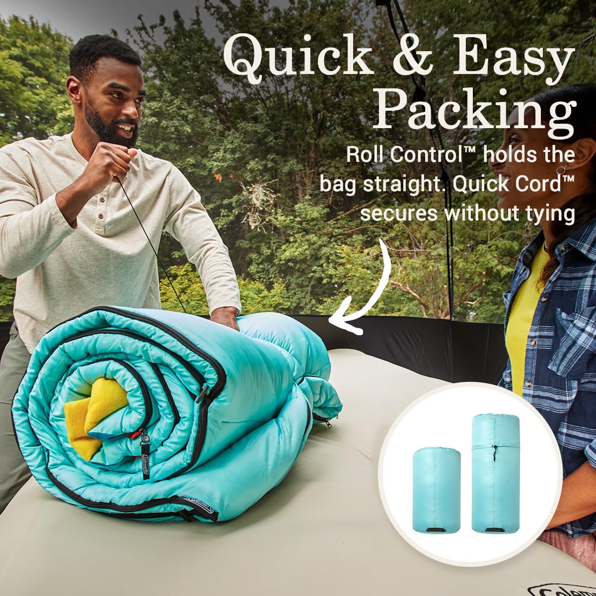 Coleman Flatlands 30/40/50°F Sleeping Bag, Made from 100% Recycled Material, Big & Tall Options, Cool-Weather Sleeping Bag for Camping, Sleepovers, Guests & More