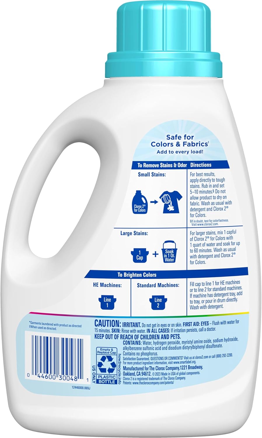 Clorox 2 for Colors Stain Remover & Laundry Additive, Free and Clear, 66 Fl Oz (Pack May Vary)