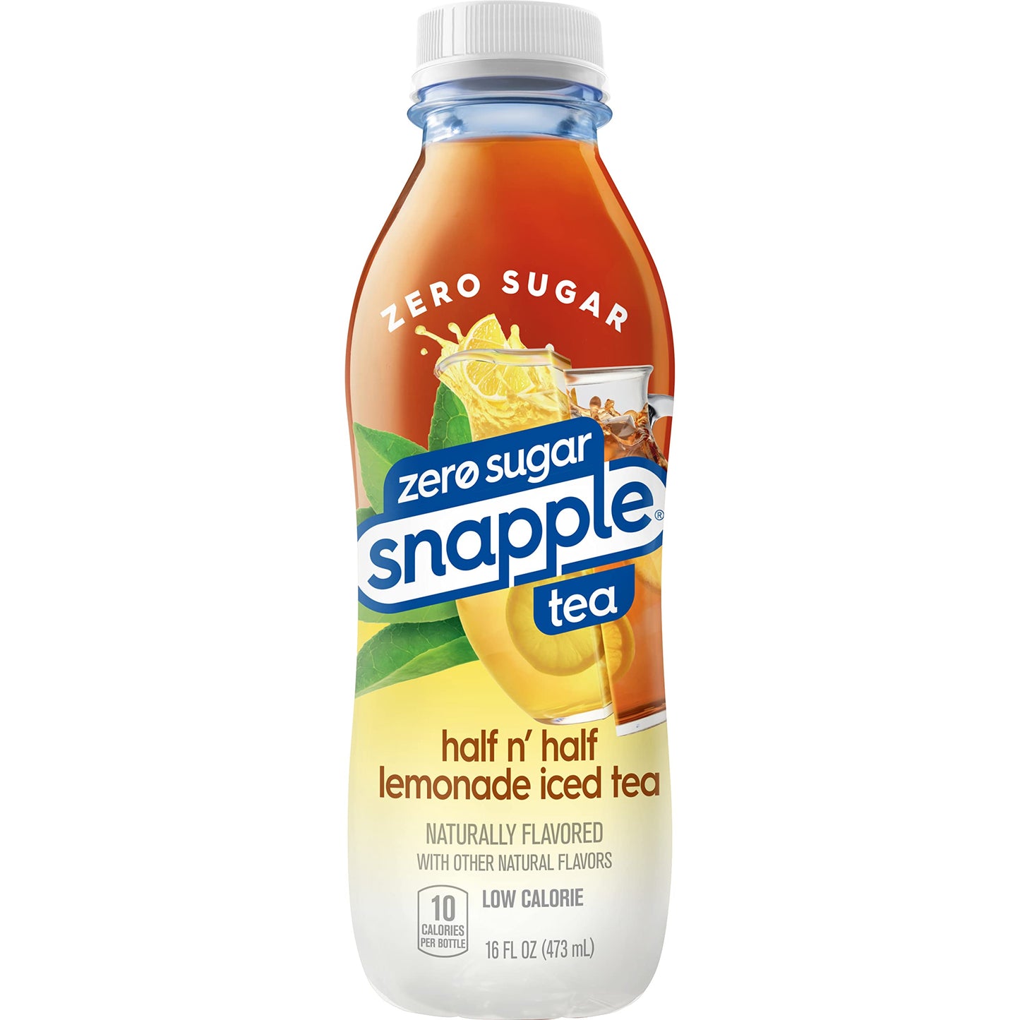 Snapple Zero Sugar Half 'n Half Tea, 16 fl oz recycled plastic bottle, 6 pack