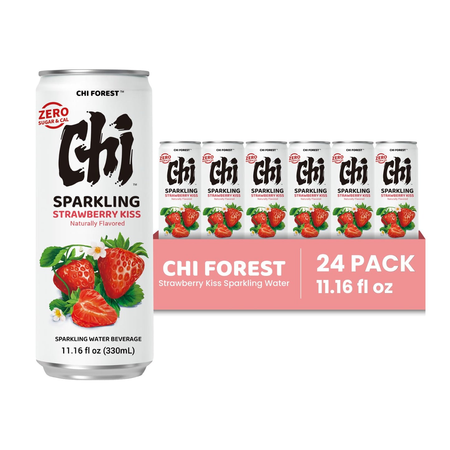 CHI FOREST Sparkling Water Beverage, 4 Flavors Variety Pack, Zero Sugar, 11.16 fl oz Cans (Pack of 24)