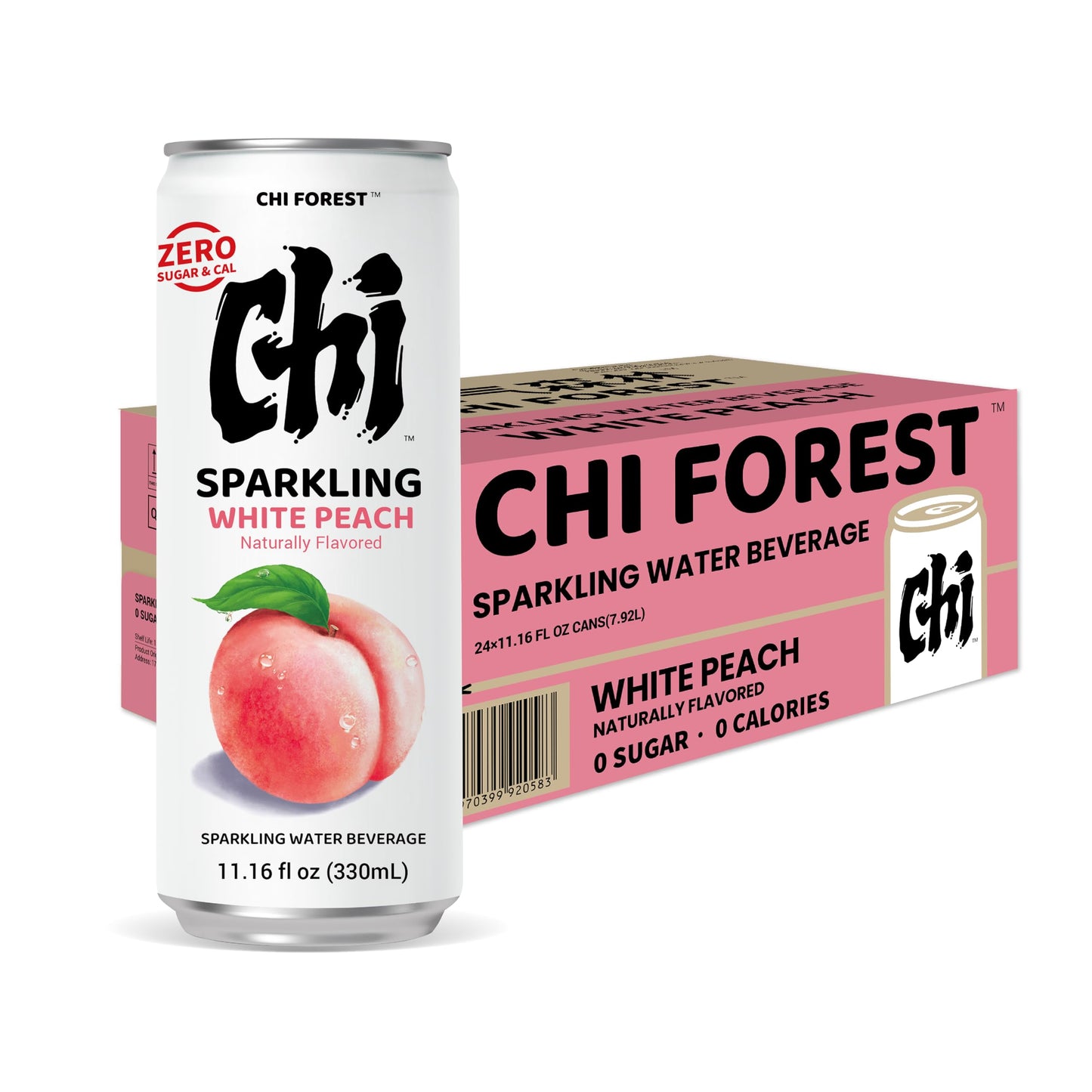 CHI FOREST Sparkling Water Beverage, 4 Flavors Variety Pack, Zero Sugar, 11.16 fl oz Cans (Pack of 24)