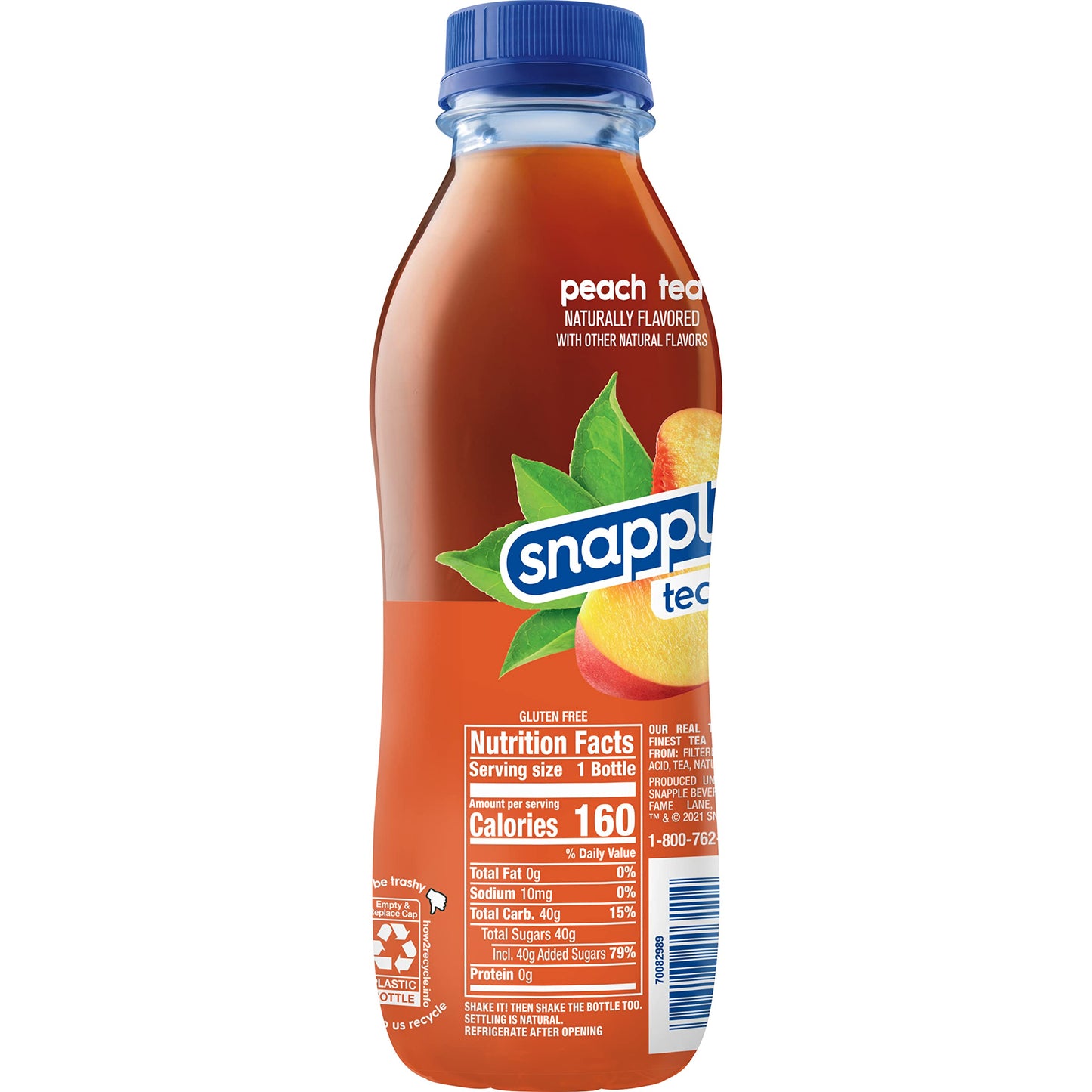 Snapple Zero Sugar Half 'n Half Tea, 16 fl oz recycled plastic bottle, 6 pack