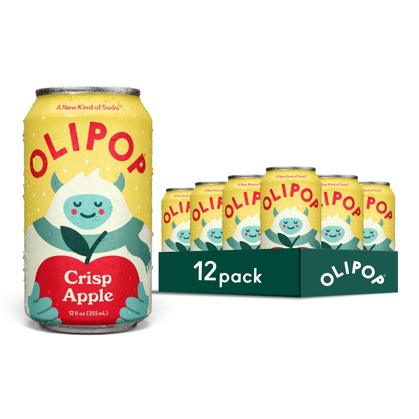 OLIPOP Prebiotic Soda Pop, SpongeBob Pineapple Paradise, Pantry Pack Packed with Prebiotics, Fiber, and Botanicals, Gluten Free, Vegan, GMO Free, 12oz Skinny Can (12-Cans)