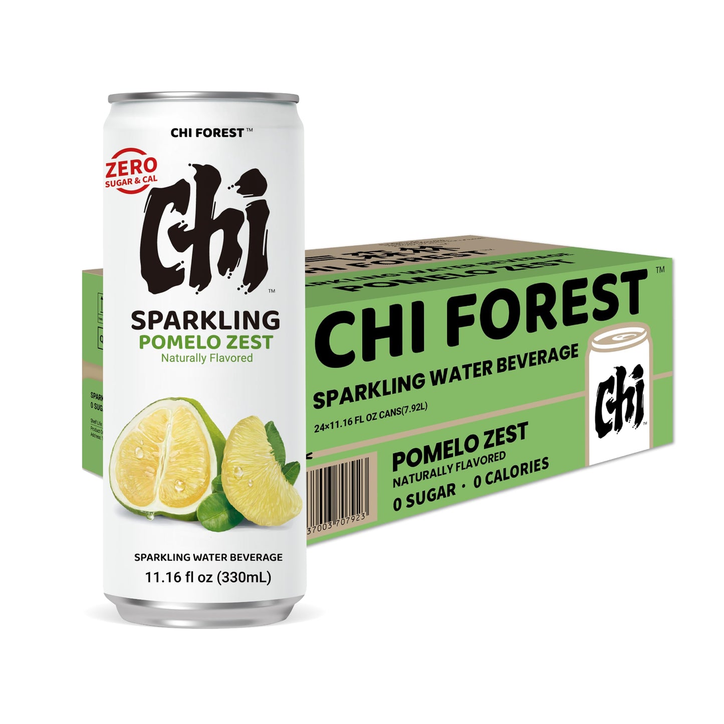 CHI FOREST Sparkling Water Beverage, 4 Flavors Variety Pack, Zero Sugar, 11.16 fl oz Cans (Pack of 24)