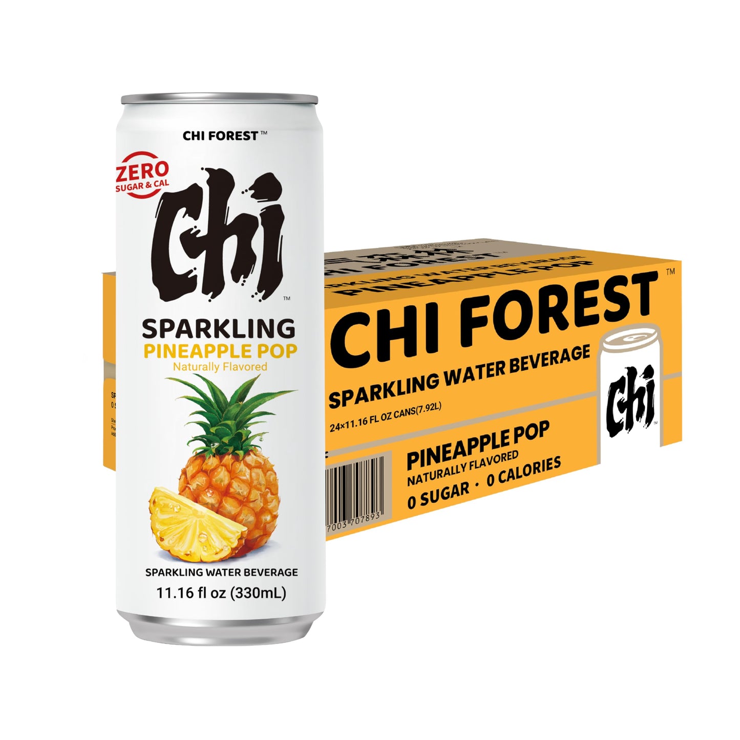 CHI FOREST Sparkling Water Beverage, 4 Flavors Variety Pack, Zero Sugar, 11.16 fl oz Cans (Pack of 24)