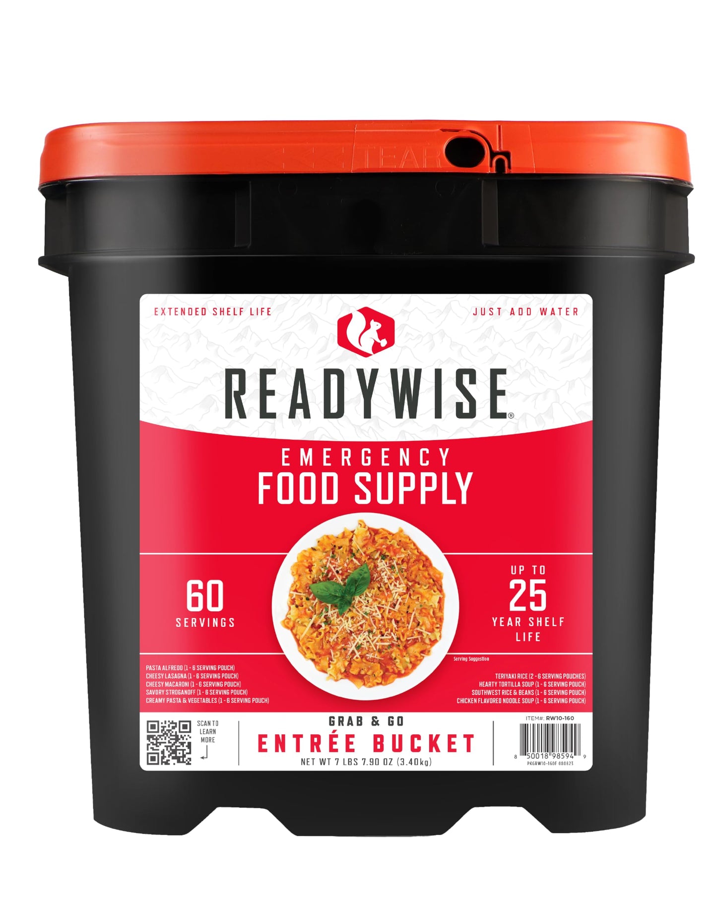 ReadyWise Emergency Food Supply - 120 Servings Favorites Sample Bucket, Survival Food Kit, Freeze Dried Prepper Food & Dehydrated Meals for Camping Essentials & Backpacking, up to 25 Year Shelf Life