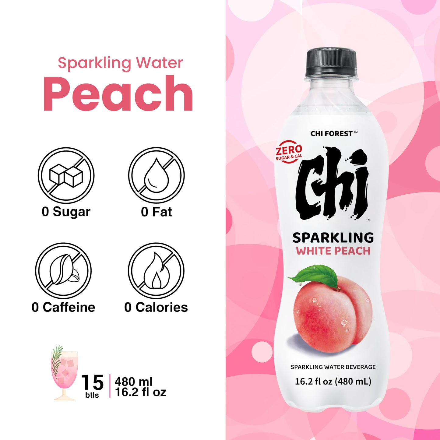 CHI FOREST Sparkling Water Beverage, 4 Flavors Variety Pack, Zero Sugar, 11.16 fl oz Cans (Pack of 24)