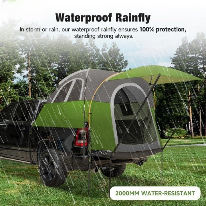 Truck Bed Tent With Awning, Fits 5.5-5.8FT Truck, PU3000mm Waterproof Tailgate Pickup Truck Tents, Easy Set-up For 2 Person, Fits Full Size Short Bed, Chevy, Dodge, Ford, GMC